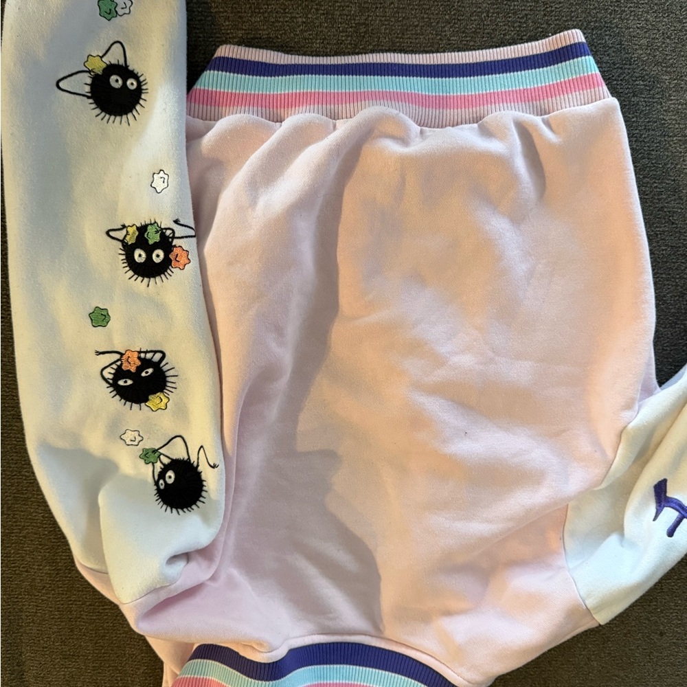 Pink and White Varsity Jacket with Embroidery - Picture 3 of 3